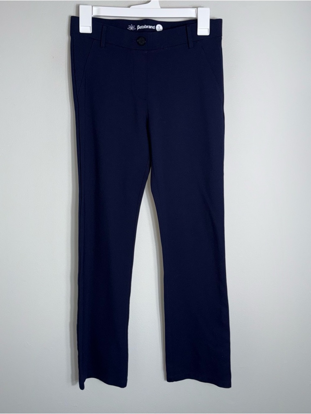 Betabrand Dress Yoga Pants-Navy Blue-Straight Leg-Size Petite Small